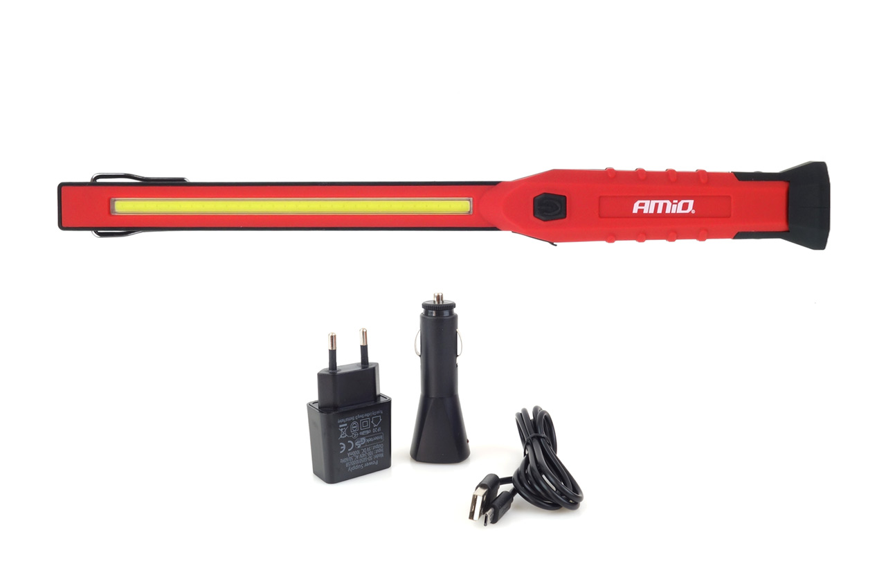 Φακός Wt01 12/24/230v/micro Usb Cob Led 150/300lm 3w με Μαγνητική Βάση και Γάντζο Amio 1 02170 1