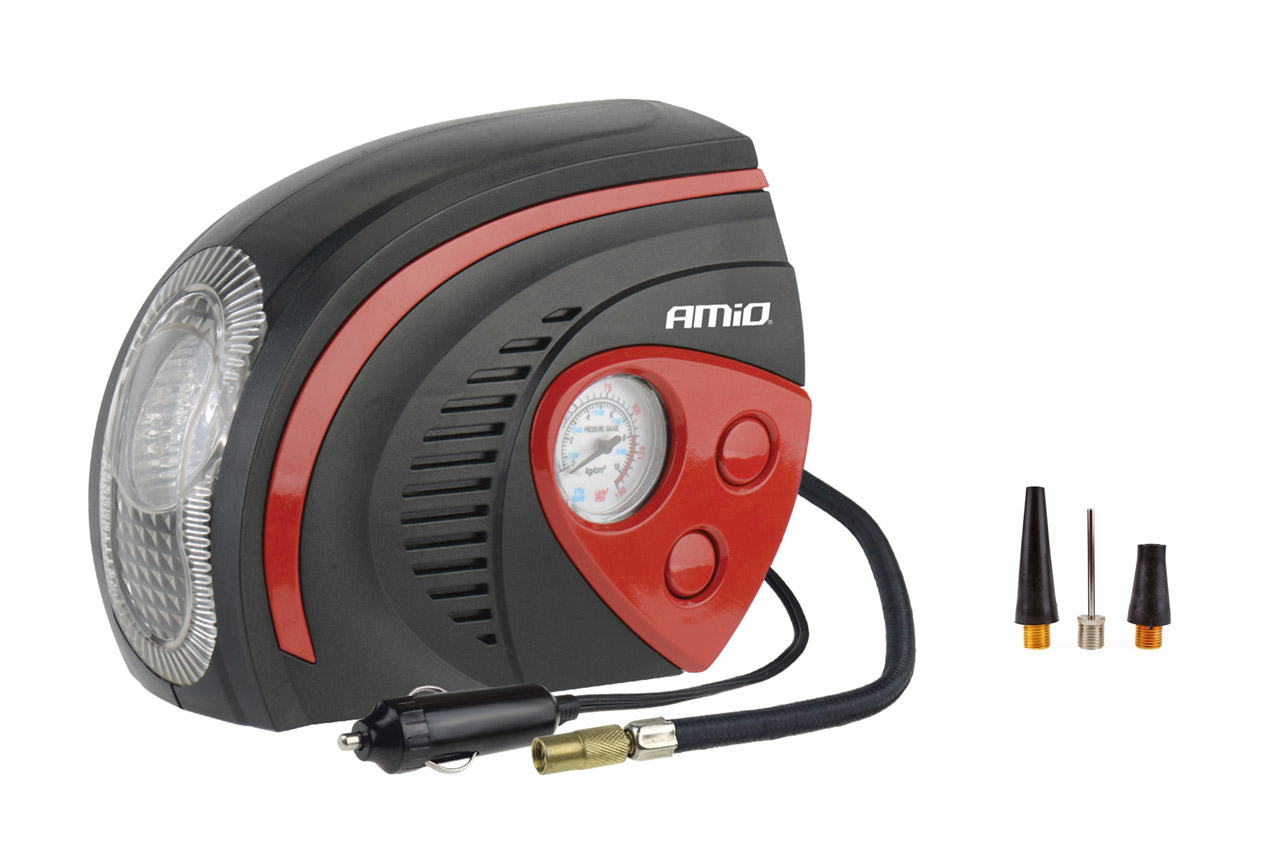 Amio Κομπρεσέρ Αέρα Ελαστικών 12v 100psi 7bar με Φις Αναπτήρα & Led Φακό 1 02182 1