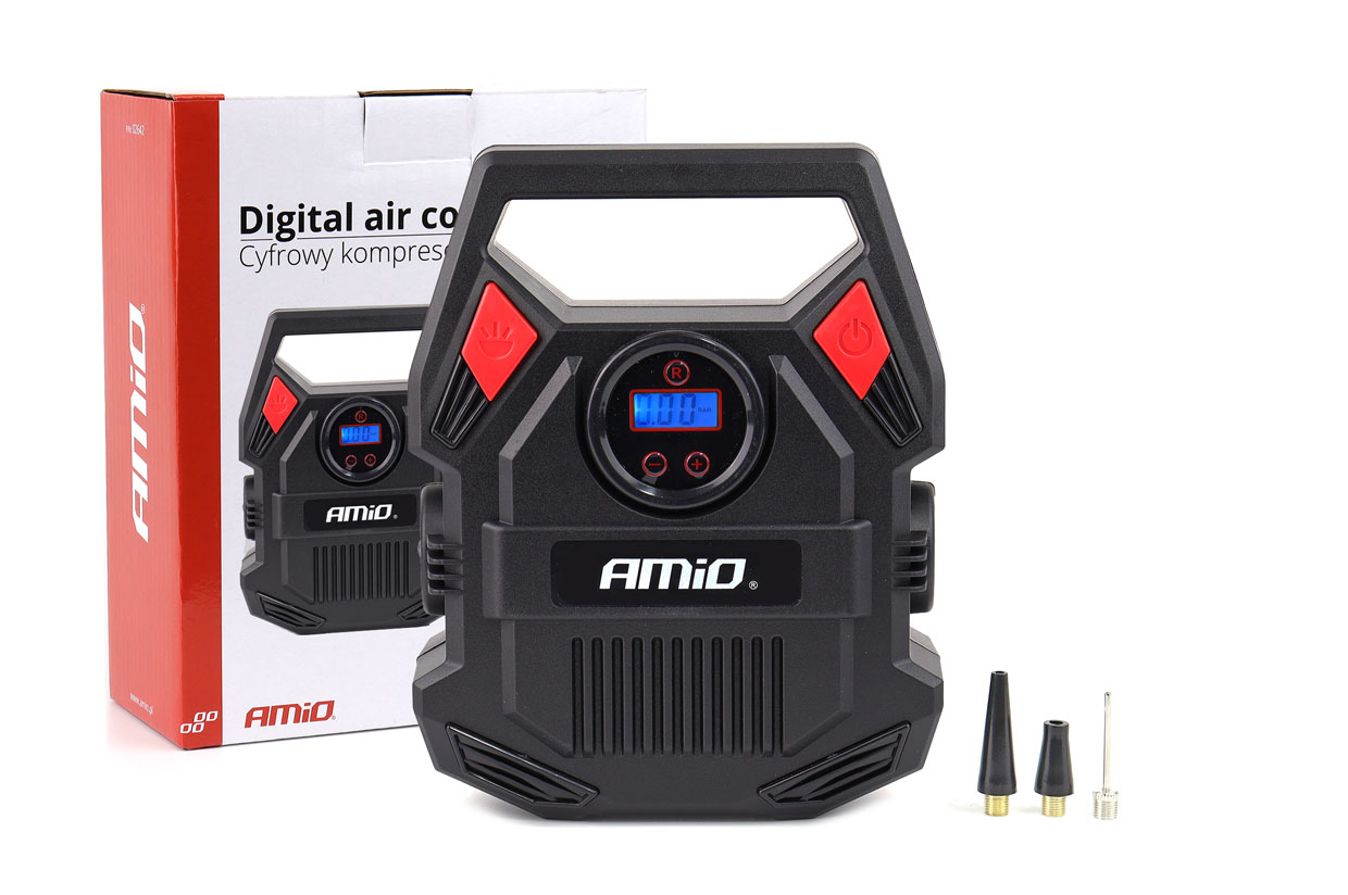 Κομπρεσέρ Αέρα 12v 10bar/150psi με 3 Αντάπτορες και Ψηφιακή Ένδειξη Acomp-17 Amio 1 02462