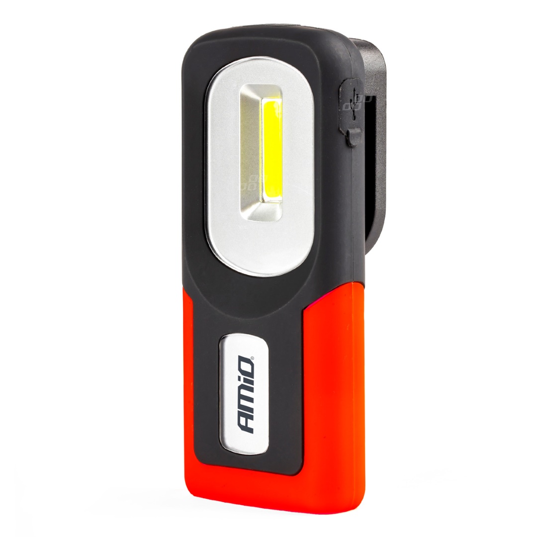 Amio Φακός Εργασίας Χειρός με Γάντζο/Μαγνήτη Micro Usb Cob Led 1200mah 50x31x117mm 1 02816 01