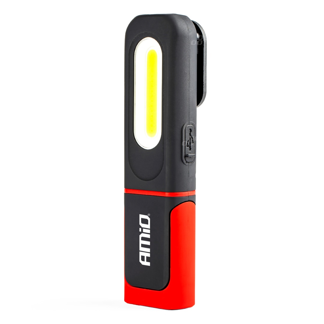 Amio Φακός Εργασίας Χειρός με Γάντζο/Μαγνήτη Micro Usb Cob+xpe Led 1200mah 31x42x154mm 1 02818 01