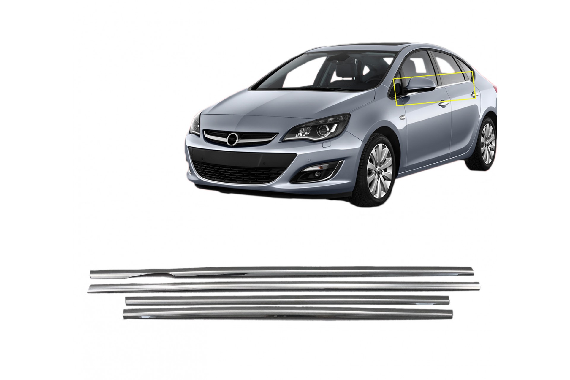 S-dizayn Opel Astra J 4d 2012+ Trim Μαρκέ Παραθύρων Αυτοκόλλητα Χρωμίου 4τχμ 1 6819060 SD