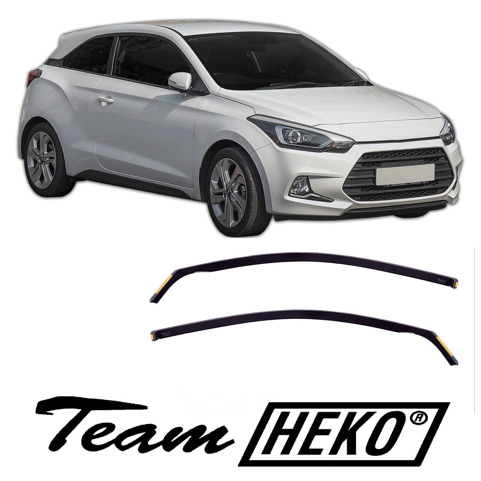 Hyundai I20 3d 2015-2020 Φιμέ Ανεμοθραύστες Heko Σετ 2τμχ (tp) 1 Hyundai I20 3d 2015 2020 anemothrastes 2 tem heko