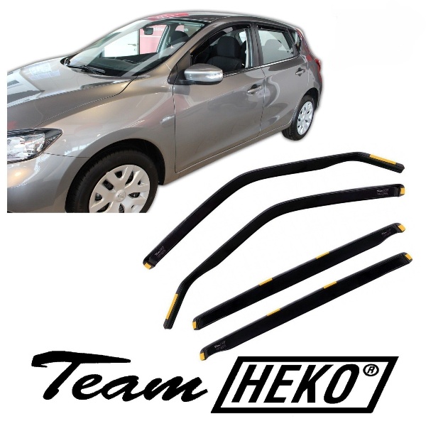 Nissan Pulsar 5d 2014r+(+ot) Φιμέ Ανεμοθραύστες Heko Σετ 4τμχ για Μπρος-Πίσω Παράθυρα 1 Nissan Pulsar 5D 2014R anemothraustes 4 tem heko