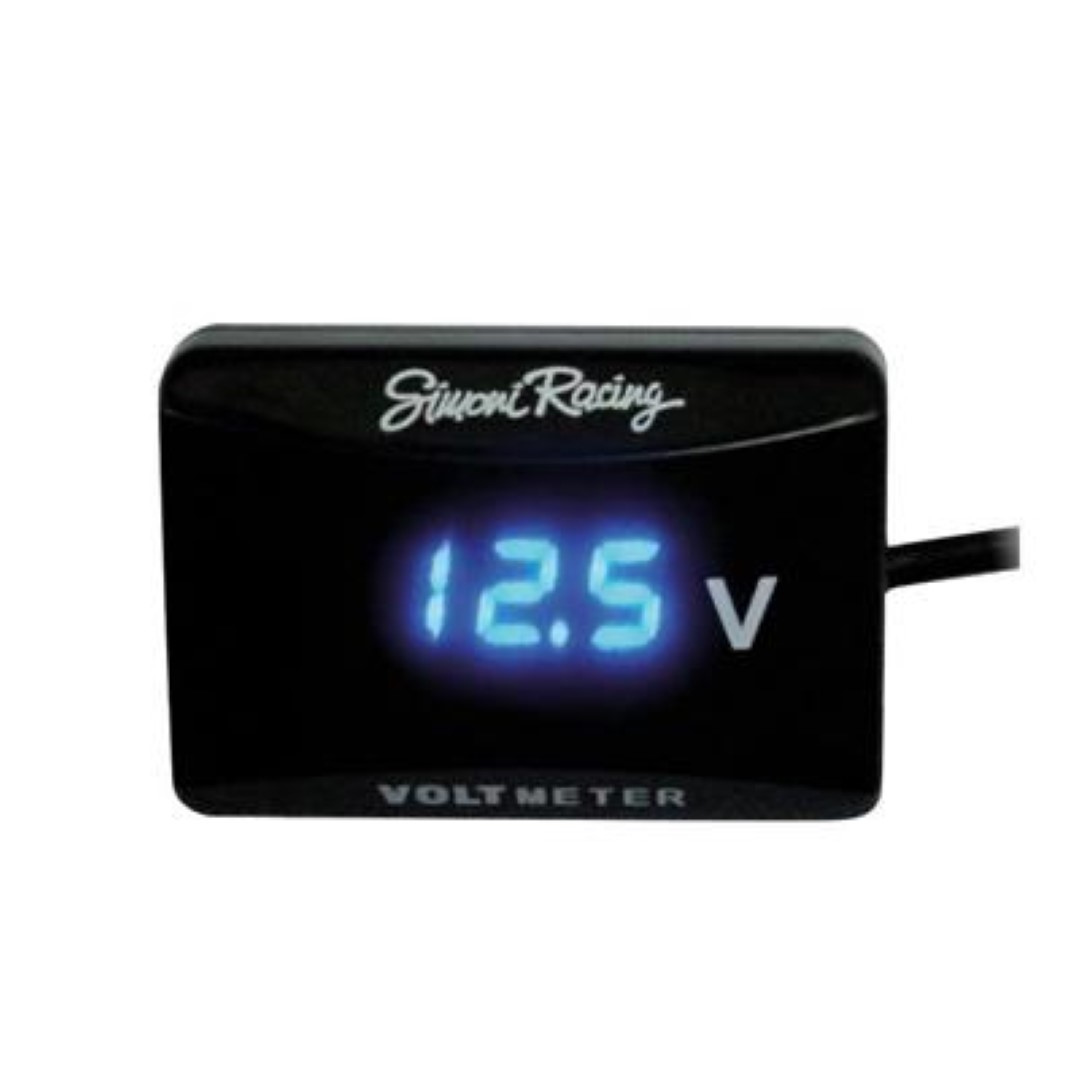 Simoni Racing Βολτόμετρο Μπαταρίας Οχημάτων Ψηφιακό 12/24v 50x35 Mm με Φις Αναπτήρα (Μαύρο με Μπλε Led) 1 SRVOLT1