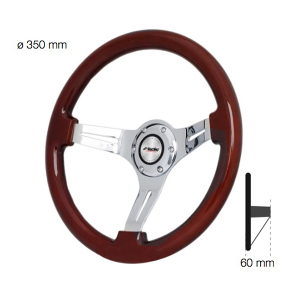 Τιμόνι Didier Ξύλινο/Χρώμιο Τρίλαιμο Βαθύ 6cm 350mm Simoni Racing 1 volante didier