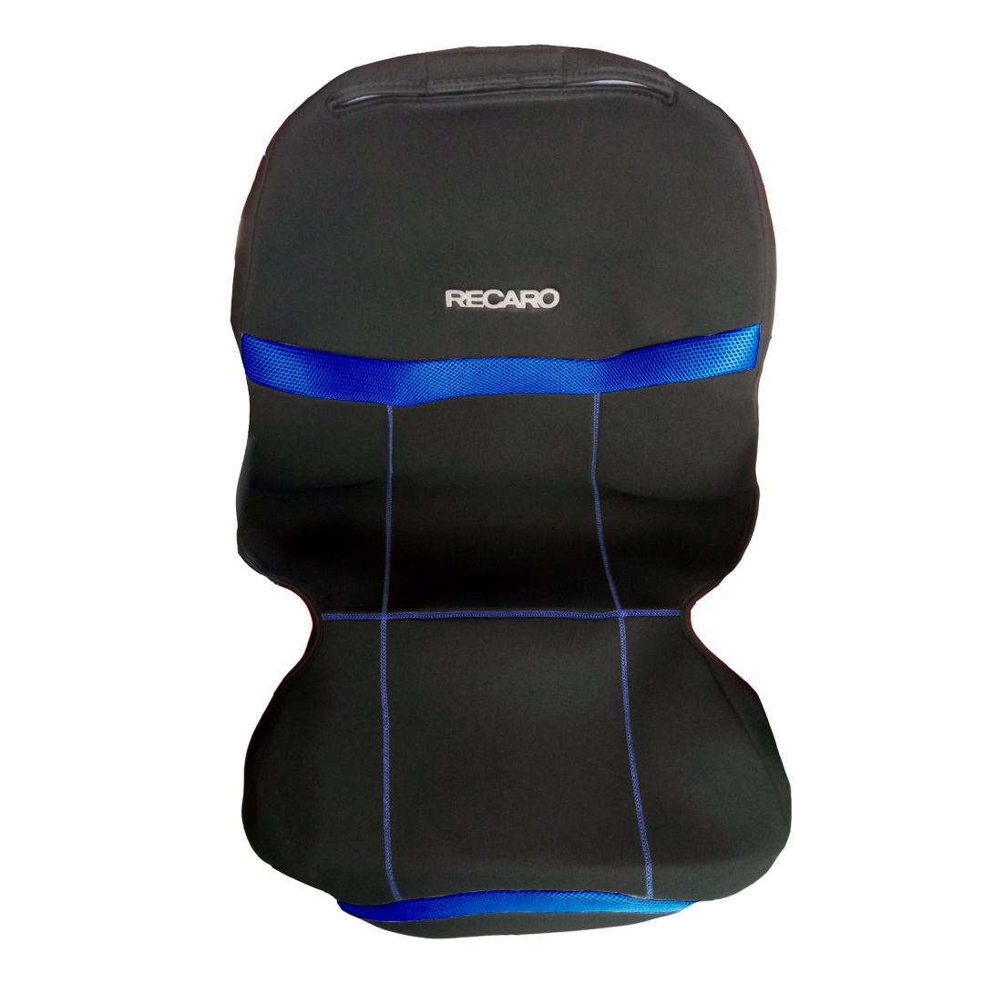 Ημι-καλύμματα Καθισμάτων Bucket Recaro Μαύρο/Μπλε με Υποδοχή Προσκεφαλου Velcro & Προσκέφαλα - 2τχμ Race Axion 1 ΠΛΑΤRECBLACK BLUE