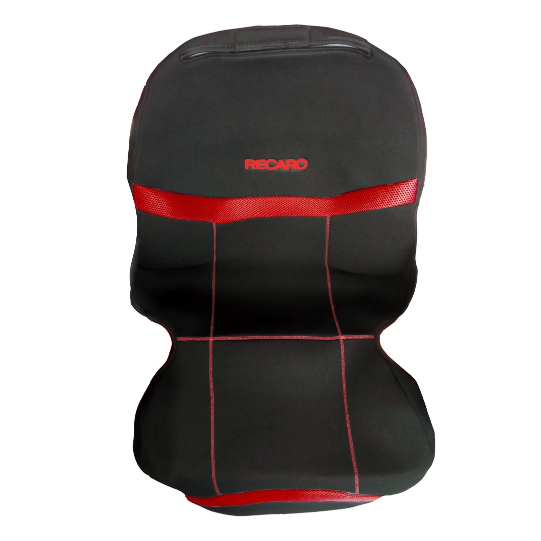 Ημι-καλύμματα Καθισμάτων Bucket Recaro Μαύρο/Κόκκινο με Υποδοχή Προσκέφαλου Velcro & Προσκέφαλα - 2τχμ Race Axion 1 ΠΛΑΤRECBLACK RED