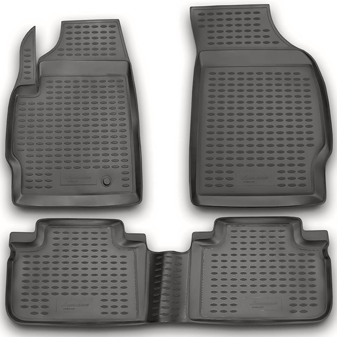 Ford Escape 2007+ Λαστιχένια Πατάκια Μαρκέ Σετ 3τμχ Ανθρακί/Σκούρο Γκρι Novline 1 car174