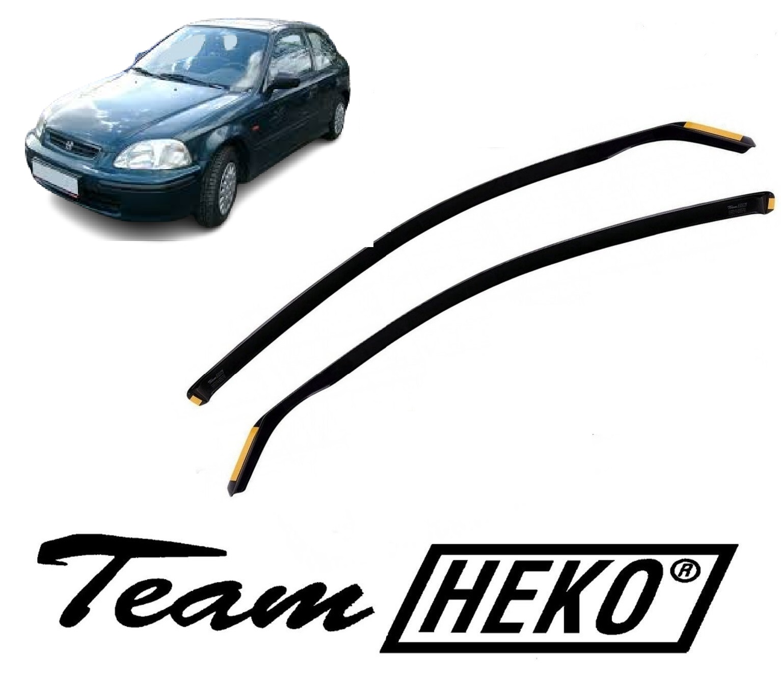 Ανεμοθραύστες για HONDA CIVIC 6 EJ 3D 10/1995-2001 Σετ 2τμχ Φιμέ της Heko 17106 1 Ανεμοθραύστες για honda civic 6 Φιμέ της Heko Σετ 2τμχ