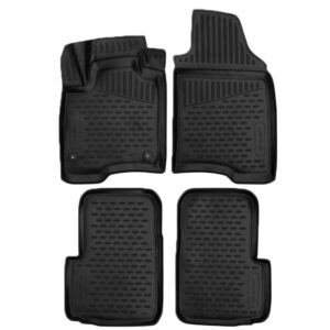 Fiat Panda 5d 2011+ Λαστιχένια Tpe Πατάκια Μαρκέ Σετ 4τμχ Μαύρα Novline